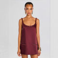 Spring Summer Rhinestone Satin Strap Dress Casual Vacation Short Dress
