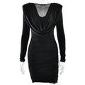 Autumn Winter Wear V neck Low Cut Dress Women Sexy Hip Dress