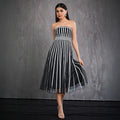 Vertical Striped Tube Top Dress Mid Length Annual Meeting Host Formal Dress Women Wear Dress