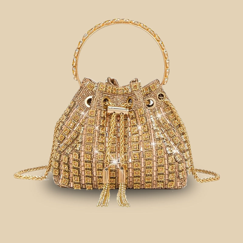 Dinner Bag Refined Rhinestone Handbag Chain Simple Fully Jewelled Bucket Bags
