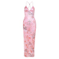 Summer Trends Women Halter Backless Slim Fit Printed Sheath Dress