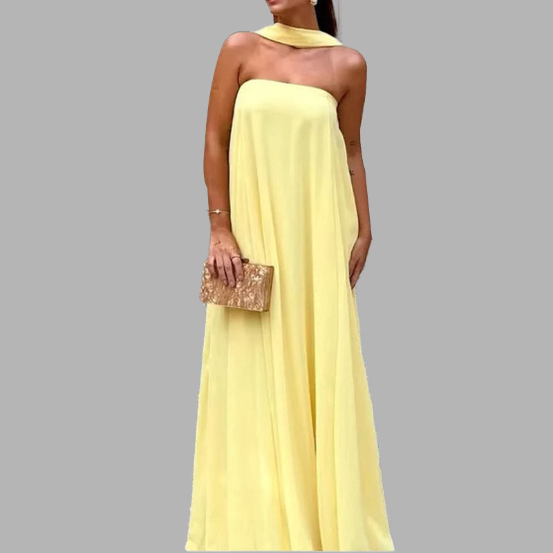 Spring Elegant Women Clothing Patchwork Wrapped Chest Large Swing Sexy Party Dress