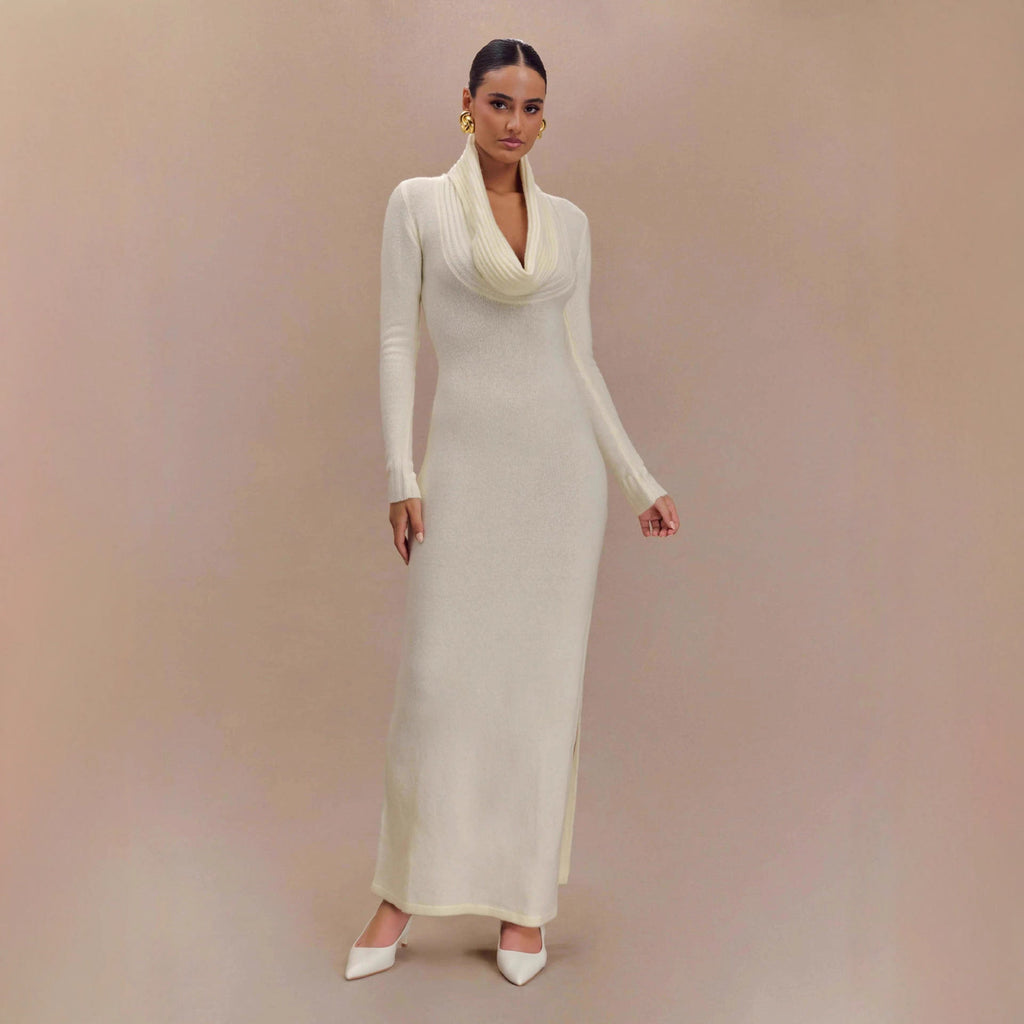 Women Elegant Waist Controlled Long Sleeves Sheath Dress