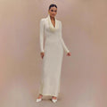 Women Elegant Waist Controlled Long Sleeves Sheath Dress