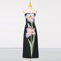 Socialite Design Maxi Dress Floral Embroidered Tube Top Sleeveless Slimming Dress Women