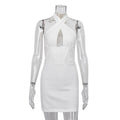 Women Clothing Hip Sexy Backless Boning Corset Waist Tight Criss Cross Halterneck Dress