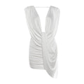 Autumn Winter Women Sexy Deep V Plunge Ruffle Hip Short Solid Color Dress