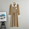 Spring Camellia Decorative Striped Contrast Color Waist Dress French