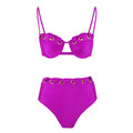 Sexy Tube Top Split Swimsuit Women High Waist Bikini Solid Color Bikini