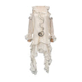 Vacation Socialite Light Luxury Trim Slim White Dress Autumn Ruffled Long Sleeve off Shoulder Dress