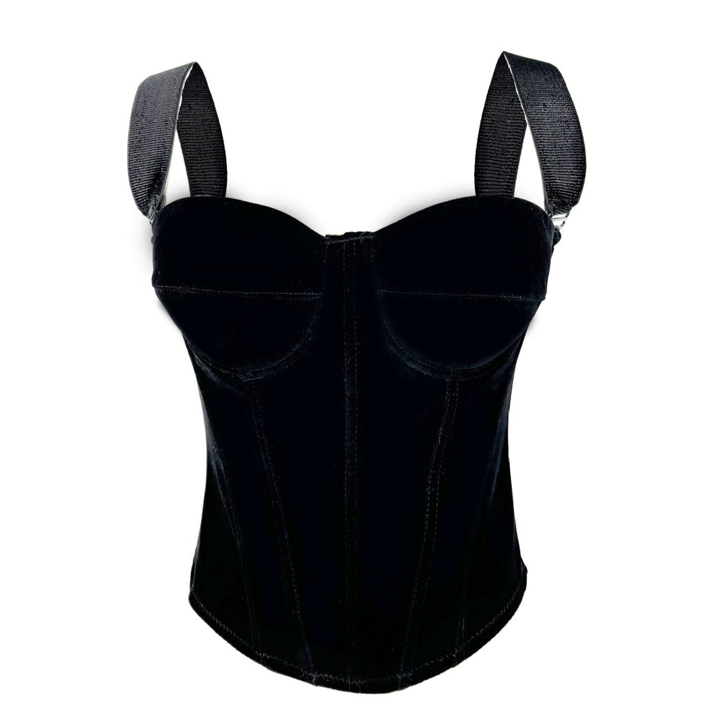 Supply Black Velvet Zipper High Grade Inner Tight Corset Outer Wear Boning Corset Corset Sling