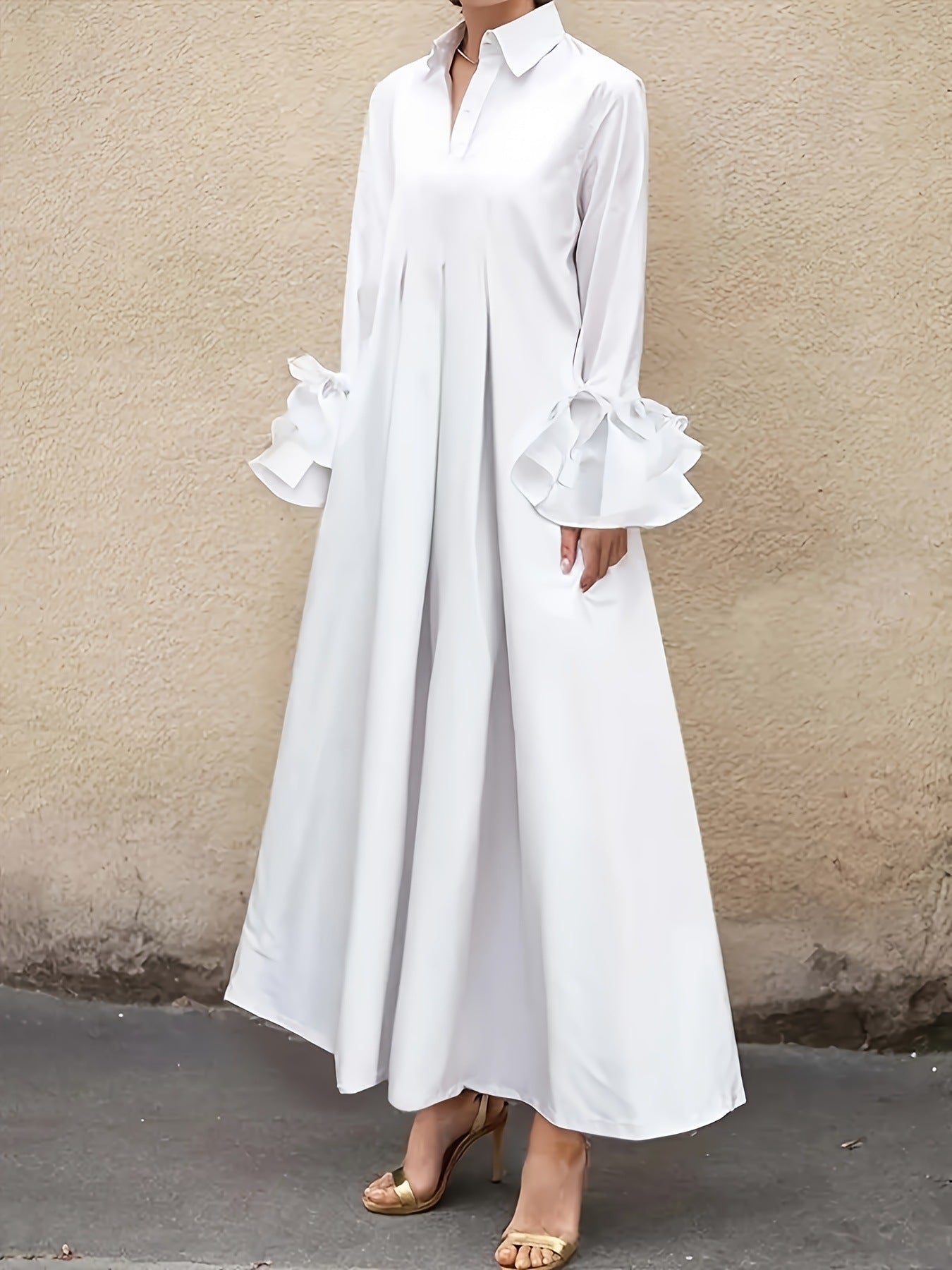 Women Clothing Elegant Spring Autumn V neck Long Sleeve Long Women Dress