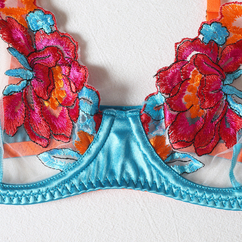 Sexy Embroidery Printed Garter Sexy Suit