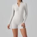 Women Open Collar Long Sleeve Zipper One Piece Dance Fitness Sports Jumpsuit Sexy Tight Yoga Clothes Women