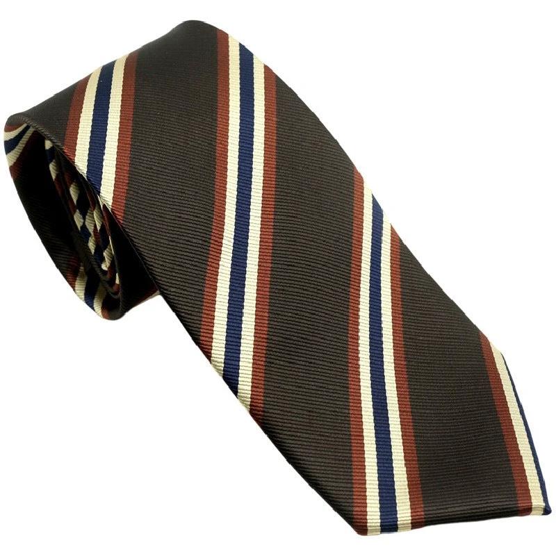 Men's Ties Retro Coffee Color Orange Red Striped Tie Hand Hit 8CM