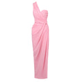 Women Clothing Party Sexy One Shoulder Diagonal Collar Pleated Dinner Gown Pink Maxi Dress