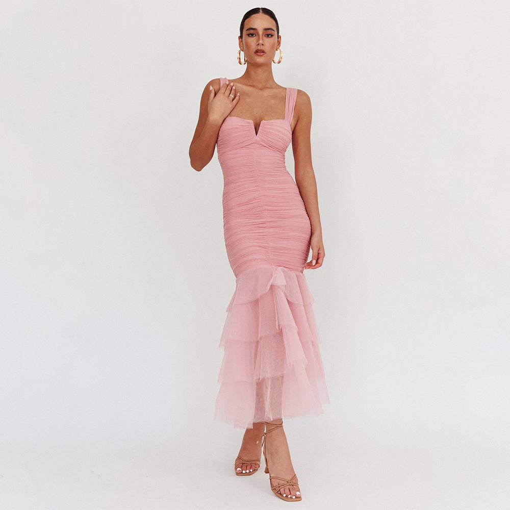Spring Summer Sexy Patchwork Strap Dress Sexy Skinny Sheath Women Clothing Dress