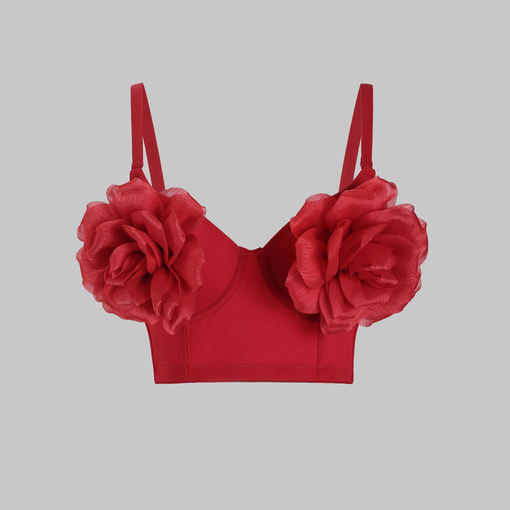 Vest Bra Outer Wear Boning Corset Sling Three Dimensional Red Large Floral Body Shaping Tops Outerwear