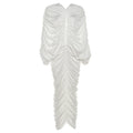 Fall Women Clothing Sexy Pleated Hollow Out Cutout Design Long Sheath Dress for Women