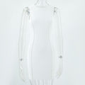 Summer Women Round Neck Sleeveless Solid Color Slim Sheath Dress