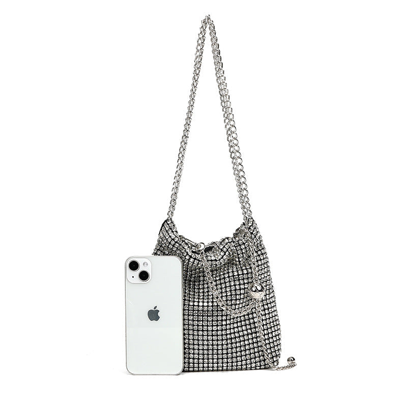 Rhinestone Full Diamond Small Golden Balls Shoulder Bag Diamond Embedded Dinner Messenger Bag for Women