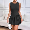 Summer Elegance Dress Sleeveless round Neck Floral Bud Short Dress Women Clothing