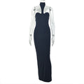 Slim Fit Solid Color Women Halter Sleeveless Hip Dress Sexy Backless Corset Maxi Dress