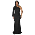 Women Wear Sexy Oblique Shoulder Mesh Advanced Dress