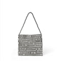 Shiny Metal Silver Handmade Beaded Bag Beads Sequ Handmade Woven Mobile Phone Bag