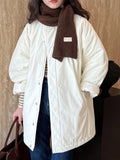 Simple Profile Cotton Coat Jacket Women Winter Oversize Quilted Workwear Cotton Coat