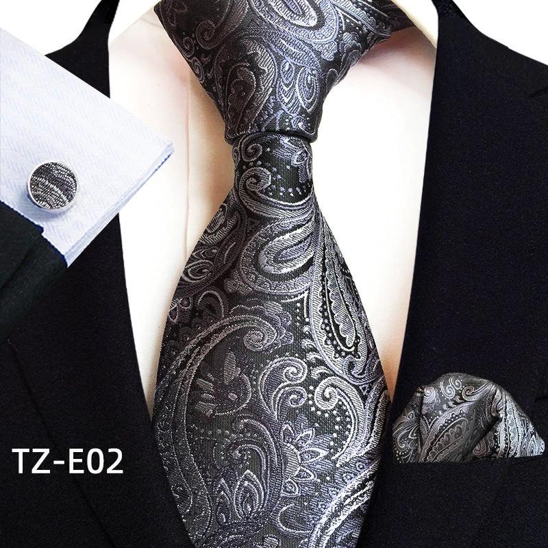 Men's Paisley Tie Square Scarf Pocket Square Cufflinks Three-piece Set