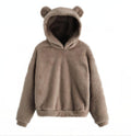 Autumn Winter Fluffy Rabbit Ears Hooded Warm Plus size