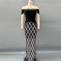 Ladies Light Luxury High End Rhinestone Bandage Top Net Drill Sequined Dress Two Piece Women Clothing