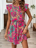 Women Summer Casual Floral Ruffled Holiday Beach Dress