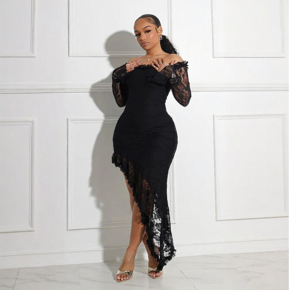 Tube Top Similar to Irregular Asymmetric Dress Solid Color Maxi Dress Women