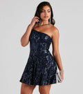 Sexy Sequ Dress Summer One Shoulder Sequined Nightclub Party Dress