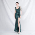 Craft Sequin Velvet Bottom Handmade Beaded Long Elegant Light Luxury Evening Dress