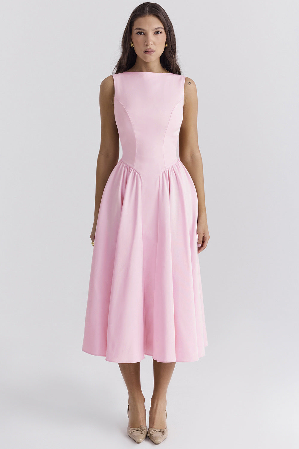 Summer Women Sexy Elegant Backless Solid Color Backless Dress Women