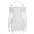 Women Clothing Sexy Slim Chiffon off Shoulder Long Sleeve Dress Women