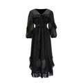 Wooden Ear Design High Waist Tight Waist Solid Color Irregular Asymmetric Maxi Dress Summer Dress