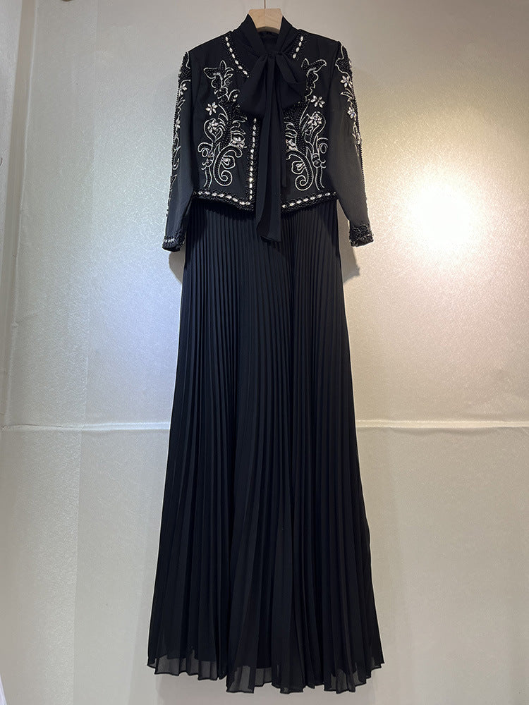 Ladies High Sense Women Spring Diamond Studded Design Blazers Dress Two Piece Sets