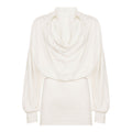French Elegant Women Wear Solid Color Swing Collar Draping Dress Long Sleeve Waist Tight Hip