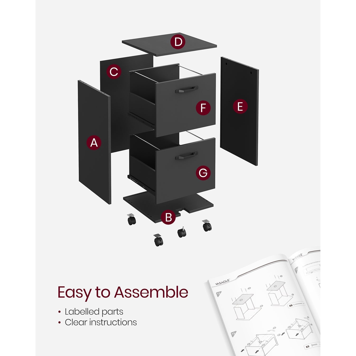 2-Drawer File Cabinet for Home Office