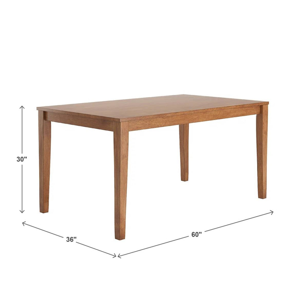 Modern Farmhouse 36 x 60 inch Rectangular Dining Table in Oak Wood Finish