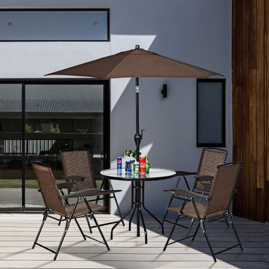 4 Pieces Folding Dining Chairs with Smooth Armrests and Sling Back