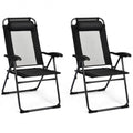 2 Pieces Patio Adjustable Folding Recliner Chairs with 7 Level Adjustable Backrest-Gray