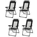 4 Pieces Patio Garden Adjustable Reclining Folding Chairs with Headrest-Gray