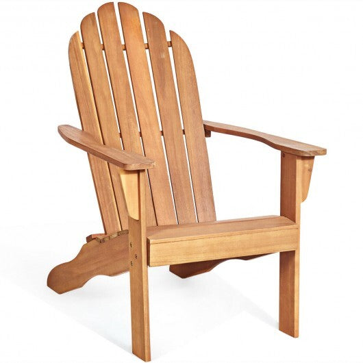 Acacia Wood Outdoor Adirondack Chair with Ergonomic Design-Natural - Color: Natural