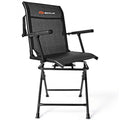 Foldable Swivel Patio Chair with Armrest and Mesh Back-Black - Color: Black