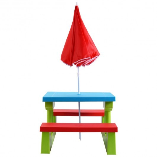 Kids Picnic Folding Table and Bench with Umbrella